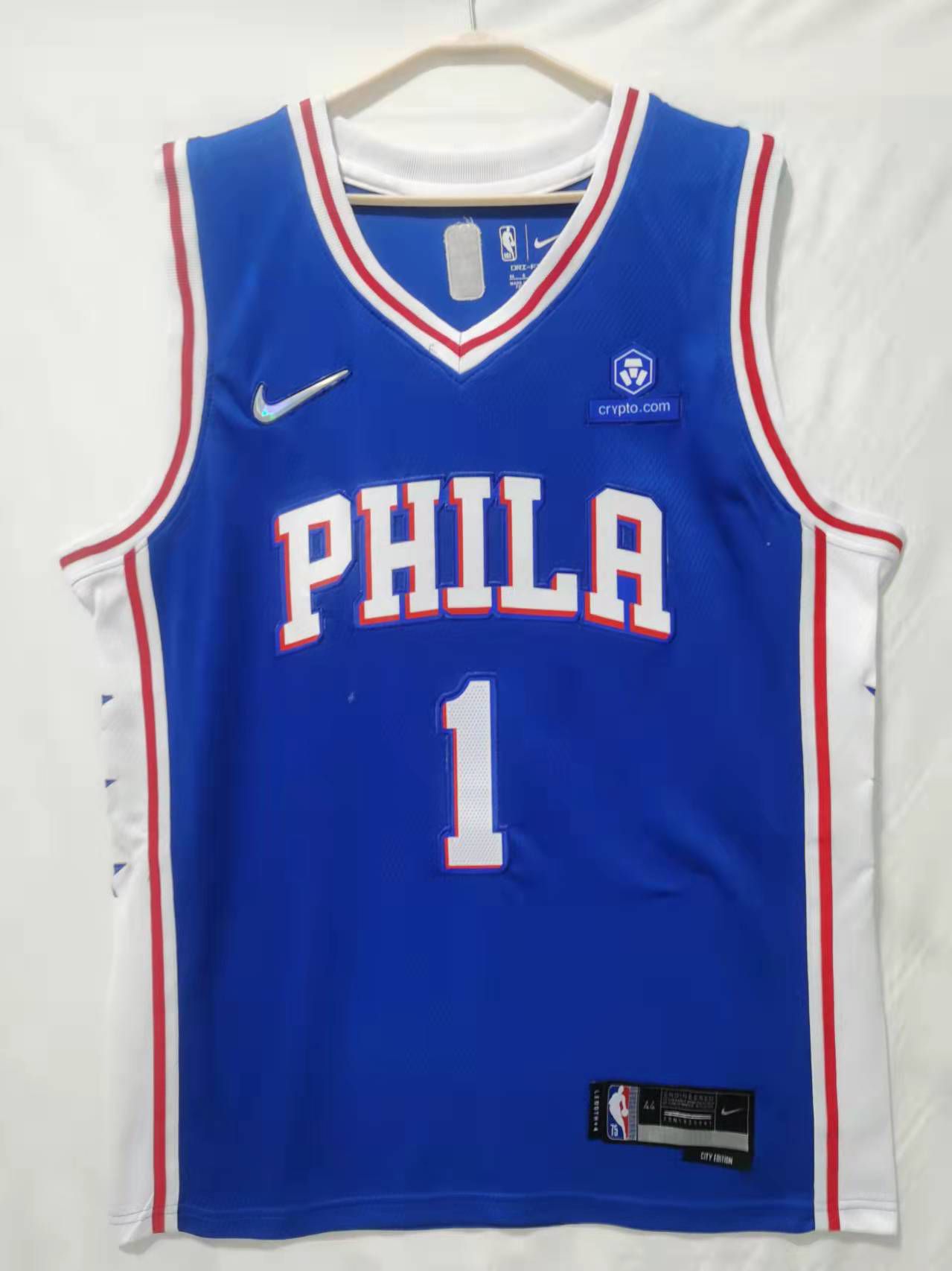 Men Philadelphia 76ers #1 Harden Blue Nike Game 2022 NBA Jerseys